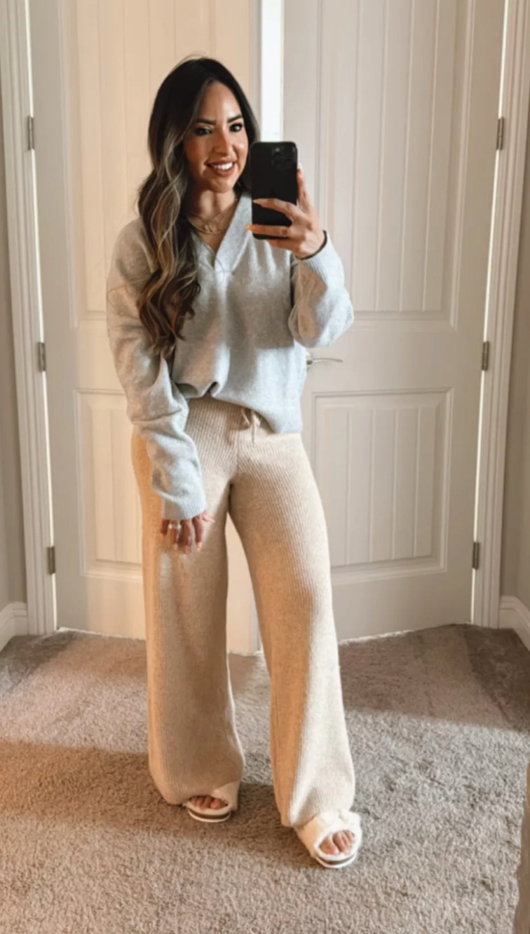 Aerie Womens Waffle Wide Leg Pants Size Small Minimalist Loungewear Comfy Cozy